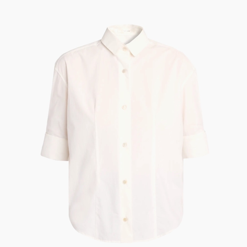 The Row White Cotton Button Down Shirt Size 4 Minimal Luxury Classic - Picture 10 of 15